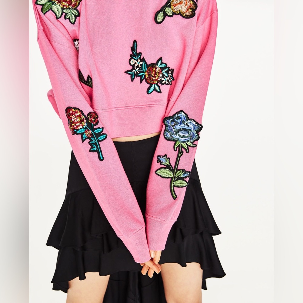 Zara cropped sweatshirt with sequin patches